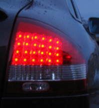 Close up of LED tail light at night