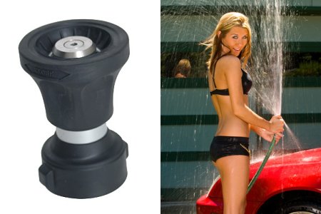 The Bon-Air hose nozzle will help your bikini stay dry while washing the car.