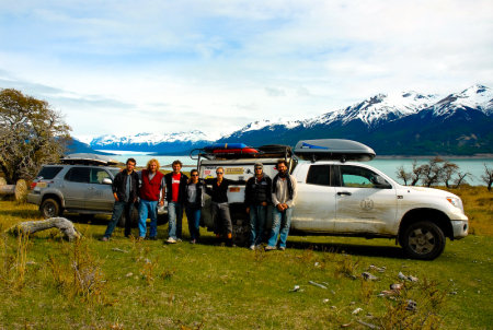 Group pose at world famous Patagonia in Argentina