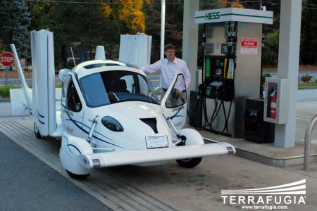 Filling up the flying car.