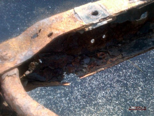 Tundra frame rail rust close-up