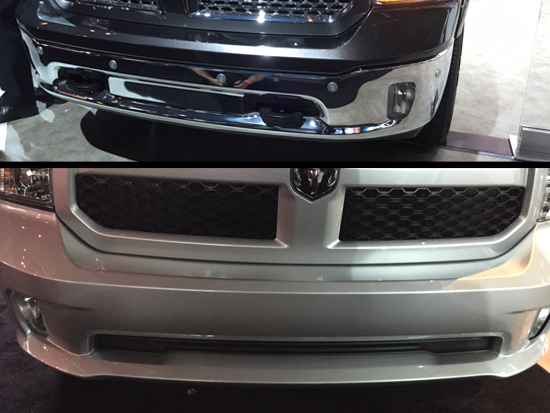 The top is the standard EcoDiesel grille. The bottom is the new HFE grille.